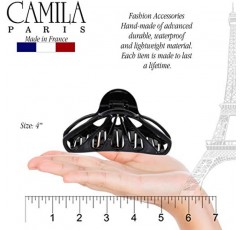 Camila Paris CP3053 여성용 프렌치 헤어 클립 긴 곱슬 웨이브 머리용 두꺼운 머리카락, 검정색, 여성용 헤어 클로 클립 여성용 패션 스타일링 헤어 액세서리, 강한 홀드 슬립 그립 없음, 프랑스산