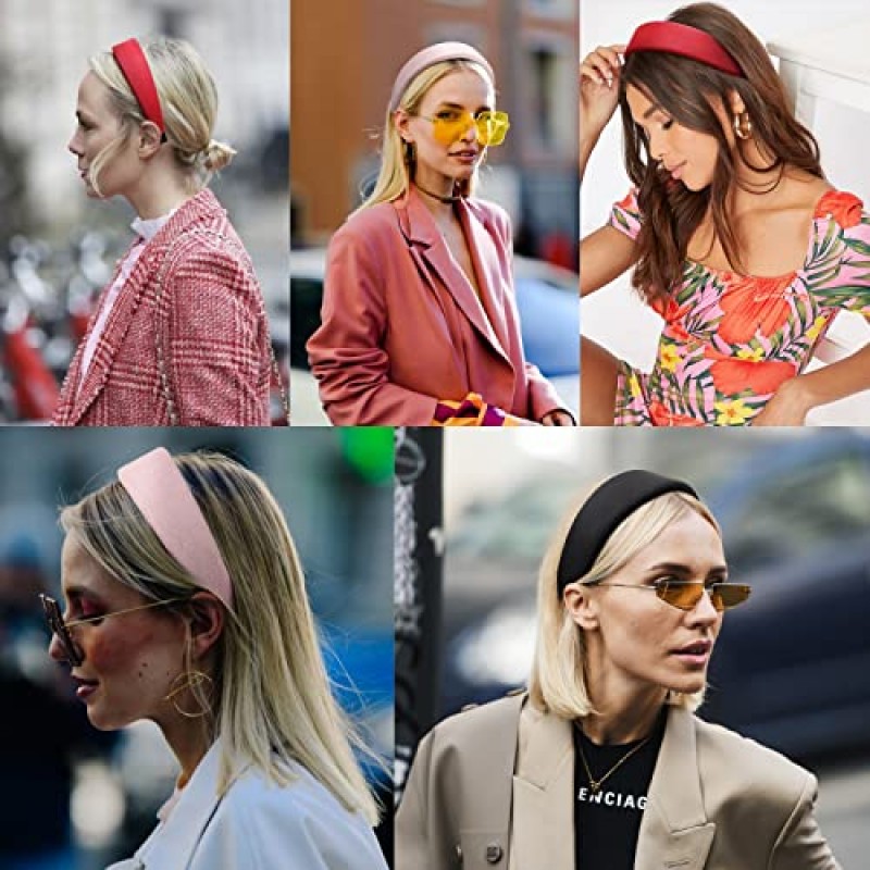 WOVOWOVO 여성용 와이드 머리띠-4Pcs 벨벳 머리띠 패션 두꺼운 머리 밴드 Diademas Para Mujer De Moda 여성용 헤어 밴드 미끄럼 방지 헤어 액세서리