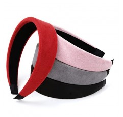 WOVOWOVO 여성용 와이드 머리띠-4Pcs 벨벳 머리띠 패션 두꺼운 머리 밴드 Diademas Para Mujer De Moda 여성용 헤어 밴드 미끄럼 방지 헤어 액세서리