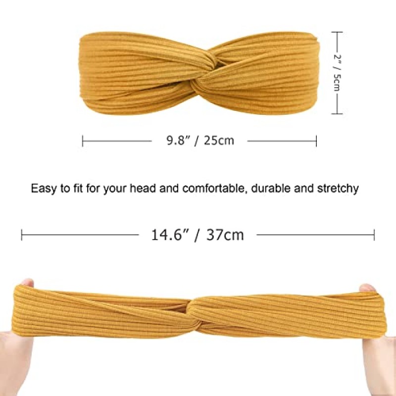 DRESHOW 10 팩 여성용 머리띠 Criss Cross 빈티지 헤드 랩 Boho 머리띠 트위스트 탄성 헤어 액세서리