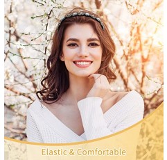 AMCAMI 5Pcs 파란색 된 머리띠 여성을위한 라인 석 머리띠 탄성 머리띠 여성 머리띠 소녀를위한 수제 크리스탈 파란색 된 헤어 밴드 빈티지 헤어 액세서리 파티 일일 모자를 쓰고 있죠