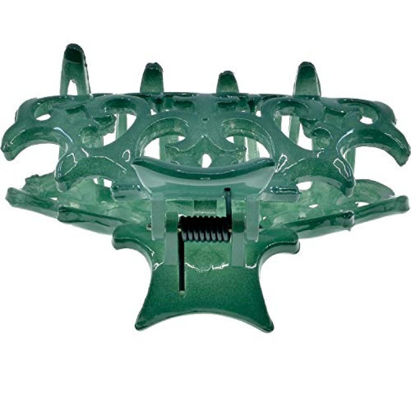 Camila Paris CP2907 여성용 프렌치 헤어 클립, 여성용 헤어 클로 클립 턱 패션 여성용 내구성 및 스타일링 헤어 액세서리, 강력한 홀드 슬립 그립 없음, 프랑스산. 2인치 그린