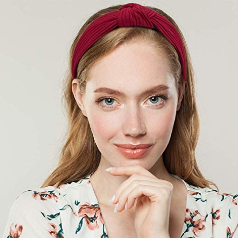 TOBATOBA 10 팩 여성용 머리띠 여성용 넓은 매듭 머리띠, 머리 밴드 미끄럼 방지 패션 터번 매듭 머리띠, 여름 꽃 머리띠 및 순수 컬러 머리띠, 여성용 헤어 액세서리 소녀