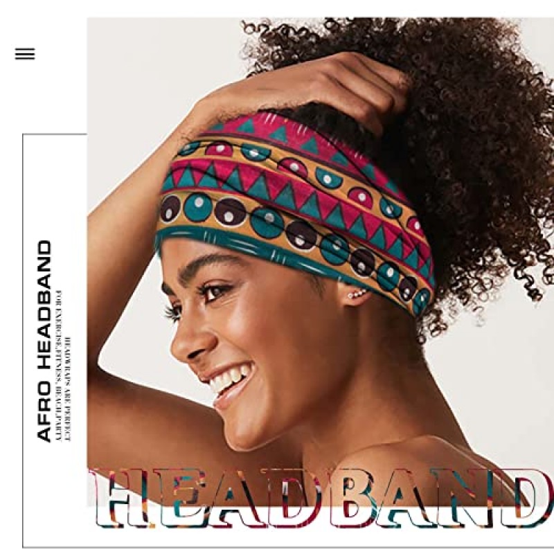 Acenail 와이드 헤드 밴드 여성 터번 매듭 머리띠 탄성 미끄럼 방지 헤어 밴드 아프리카 헤드 밴드 면 운동 헤드 랩 보헤미안 헤드 밴드 러닝 스포츠 헤어 밴드 요가 헤드 스카프 여성 및 여아용 보호 헤어 액세서리 4 팩(#5 패션)