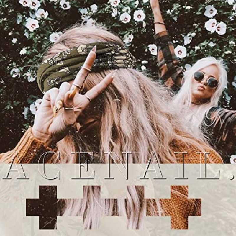 Acenail 와이드 헤드 밴드 여성 터번 매듭 머리띠 탄성 미끄럼 방지 헤어 밴드 아프리카 헤드 밴드 면 운동 헤드 랩 보헤미안 헤드 밴드 러닝 스포츠 헤어 밴드 요가 헤드 스카프 여성 및 여아용 보호 헤어 액세서리 4 팩(#5 패션)