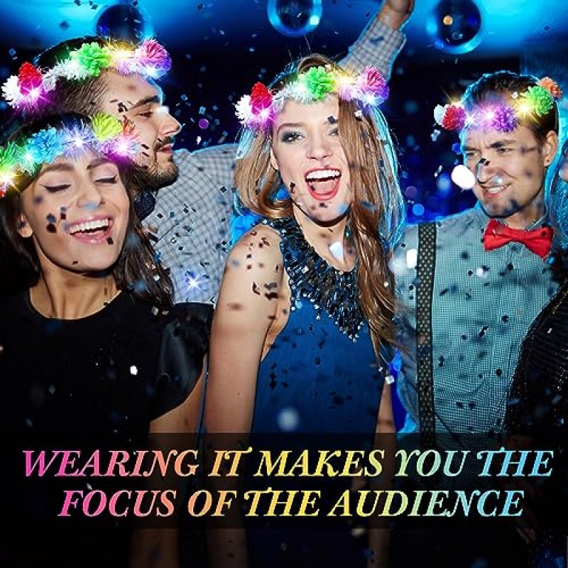 40 Pcs LED 꽃 머리띠, 조명 꽃 크라운 화환 꽃 머리 장식 여성용 꽃 머리 장식 여자 헤어 액세서리 생일 웨딩 파티 (라일락 스타일)