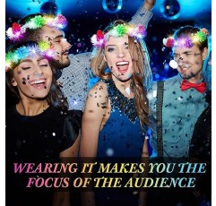 40 Pcs LED 꽃 머리띠, 조명 꽃 크라운 화환 꽃 머리 장식 여성용 꽃 머리 장식 여자 헤어 액세서리 생일 웨딩 파티 (라일락 스타일)