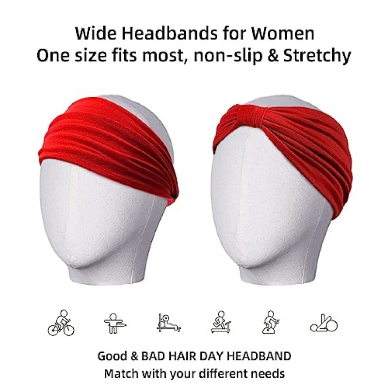 Tob effect 여성용 머리띠 아프리카 보호 와이드 헤어 밴드 머리띠 매듭 머리 랩 헤드 스카프 헤어 밴드 터번 헤어 액세서리