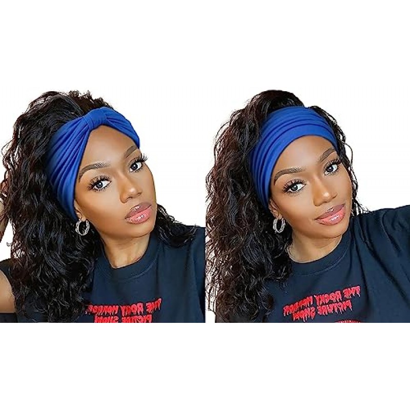 Tob effect 여성용 머리띠 아프리카 보호 와이드 헤어 밴드 머리띠 매듭 머리 랩 헤드 스카프 헤어 밴드 터번 헤어 액세서리