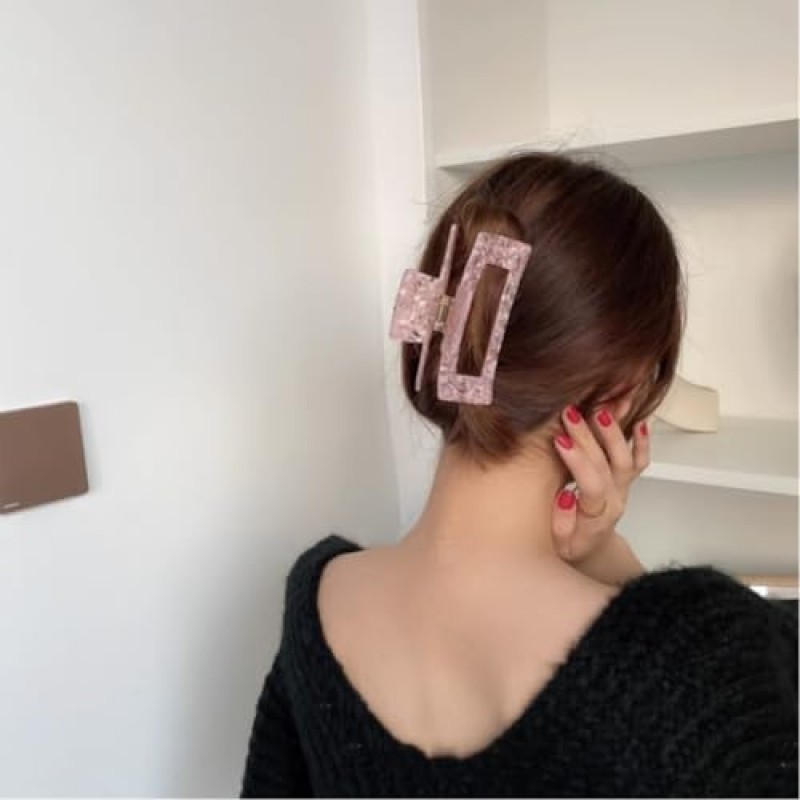 대형 거북이 껍질 발톱 클립 4.1인치 셀룰로오스 아세테이트 머리 발톱, 2팩 두꺼운 곱슬 머리용 바나나 머리 발톱 클립, 프랑스 디자인 머리 턱 클램프 여성용 패션 헤어 액세서리 소녀