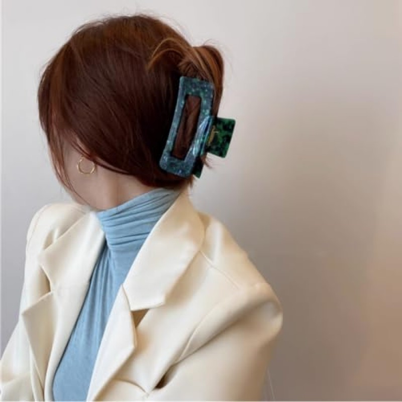 대형 거북이 껍질 발톱 클립 4.1인치 셀룰로오스 아세테이트 머리 발톱, 2팩 두꺼운 곱슬 머리용 바나나 머리 발톱 클립, 프랑스 디자인 머리 턱 클램프 여성용 패션 헤어 액세서리 소녀