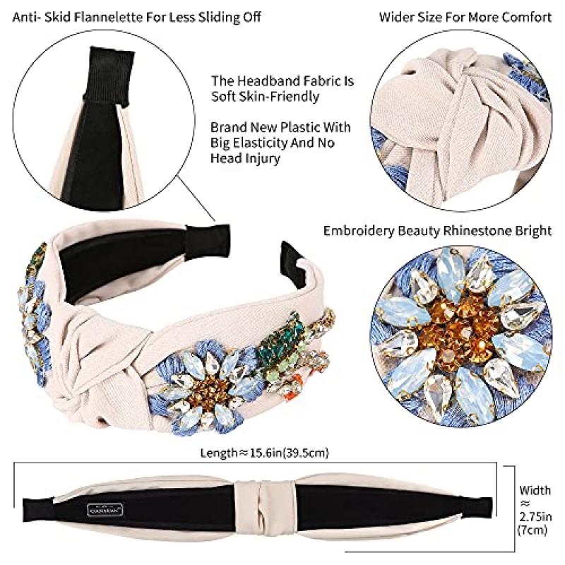 Qianxuan 라인 석 크리스탈 머리띠 여성을위한 수제 보석 소녀 헤어 액세서리 다이아몬드 패션 머리띠 소녀 수제 페르시 반짝이 꽃 Hairbands