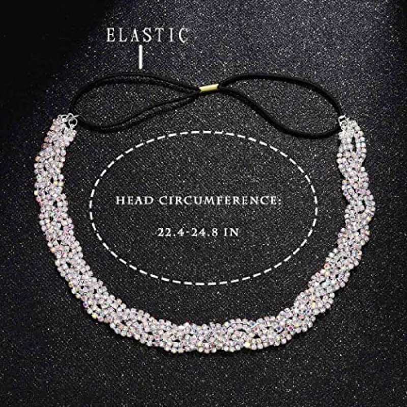 deladola 라인 석 머리띠 크리스탈 헤드 피스 쥬얼리 실버 헤드 체인 여성용 반짝 이는 헤어 액세서리 (다채로운)