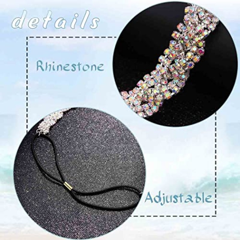 deladola 라인 석 머리띠 크리스탈 헤드 피스 쥬얼리 실버 헤드 체인 여성용 반짝 이는 헤어 액세서리 (다채로운)