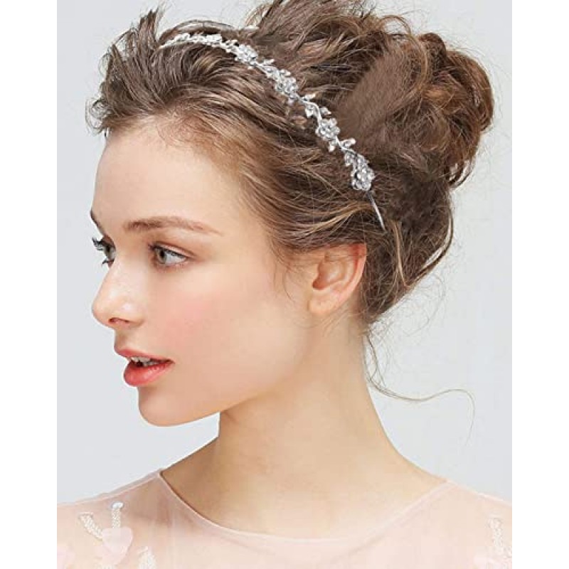 6 팩 크리스탈 꽃 머리띠 가짜 진주 라인스톤 머리띠 머리 장식 웨딩 파티 헤어 후프 밴드 헤어 밴드 페르시 머리띠 골드 은색 금속 머리띠 여성용 헤어 액세서리 소녀 청소년 신부 들러리…