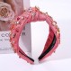 HEIDKRUEGER 크리스탈 매듭 머리띠 로즈 레드 비즈 여성용 머리띠 장식 소녀 스위트 패션 헤어 후프 액세서리 (핑크)