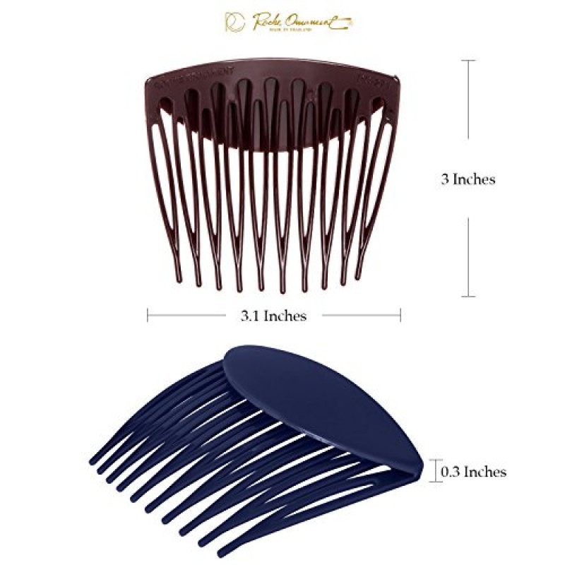 RC ROCHE ORNAMENT 6 Pcs 여성 헤어 사이드 슬라이드 빗 넓은 치아 플라스틱 강한 솔리드 일반 신부 핀 패션 숙녀 소녀 클램프 스타일링 액세서리 클립, 대형 클래식 멀티 컬러