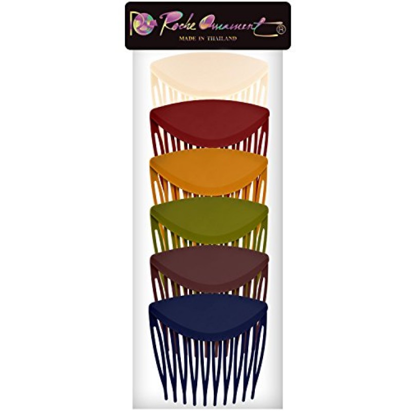 RC ROCHE ORNAMENT 6 Pcs 여성 헤어 사이드 슬라이드 빗 넓은 치아 플라스틱 강한 솔리드 일반 신부 핀 패션 숙녀 소녀 클램프 스타일링 액세서리 클립, 대형 클래식 멀티 컬러