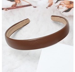 Cuizhiyu 레오파드 프린트 머리띠 여성용 2cm 와이드 머리띠 PU 솔리드 헤어 밴드 헤어 후프 헤어 액세서리 6 팩 (레오파드)