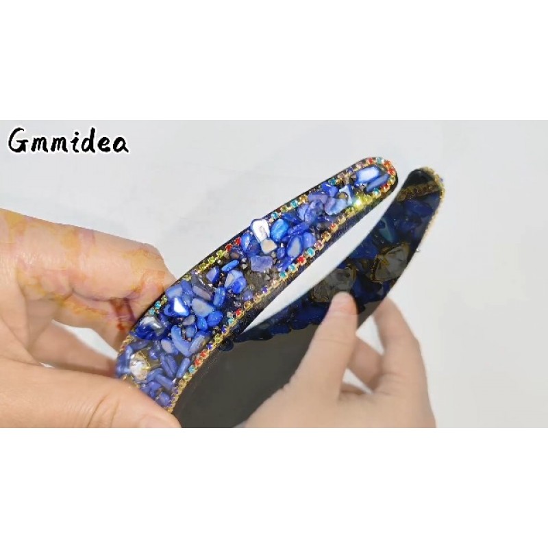 Gmmidea 라인 석 여성 머리띠 스파클 다이아몬드 크리스탈 머리띠 패딩 와이드 헤어 밴드 반짝이 헤어 액세서리 여성용 레인보우