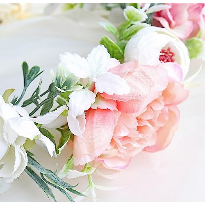 Vivivalue 신부 꽃 크라운 꽃 화환 머리띠 꽃 머리 장식 헤일로 웨딩 파티 사진