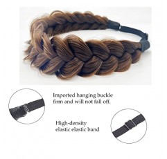 TOECWEGR 합성 머리 땋은 머리띠 클래식 와이드 스트랜드 결혼식 무질서한 푹신한 머리띠 가발 밴드 여성 뷰티 액세서리