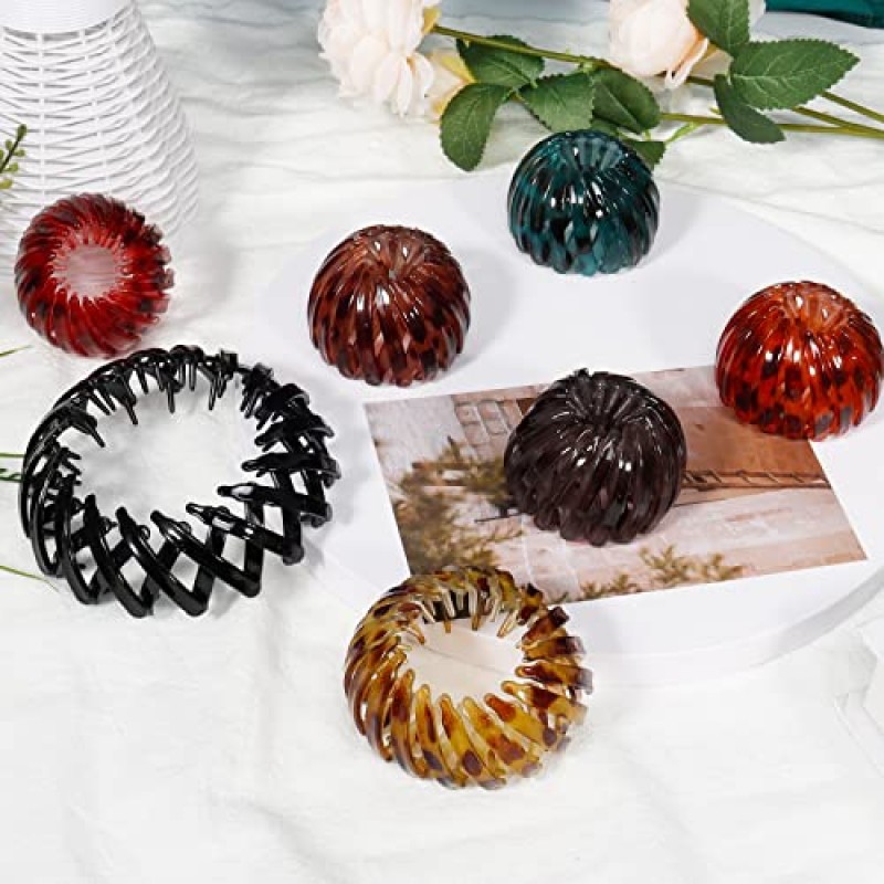 7 Pcs 새 둥지 헤어 클립 홀더 포니 테일 홀더 롤빵 Barz 롤빵 클립 액세서리 여성과 소녀 (색상-2)