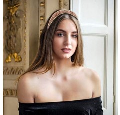 FASOTY 라인 석 머리띠 여자 여자 패션 크리스탈 다이아몬드 블링 머리띠 머리 고리 머리띠 페르시 보석 헤어 밴드 스파클 헤어 액세서리 (핑크, 로즈 골드 샴페인)