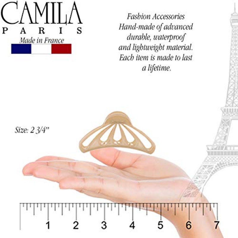 Camila Paris CP3082 여성용 프랑스 헤어 클립 긴 곱슬 웨이브 머리용 두꺼운 머리카락, 베이지, 여성용 헤어 클로 클립 여성용 패션 스타일링 헤어 액세서리, 강한 홀드 슬립 그립 없음, 프랑스산