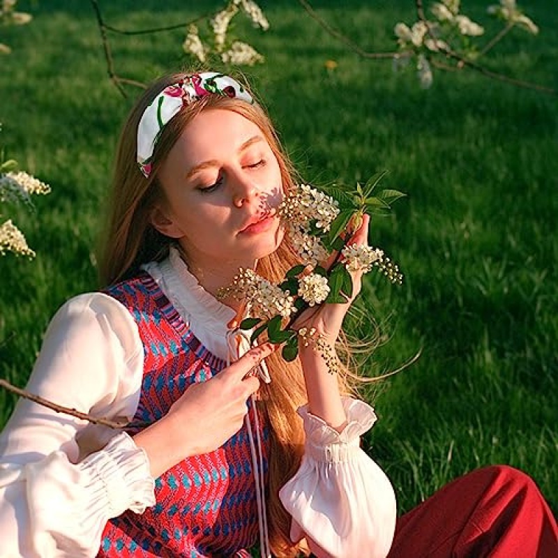 ACO-UINT 12 팩 여성용 머리띠, 부드러운 천으로 된 미끄럼 방지 매듭 머리띠, 여성용 머리띠 넓은 머리띠 여름 휴가용 패브릭 머리띠 여성용 헤어 액세서리 소녀