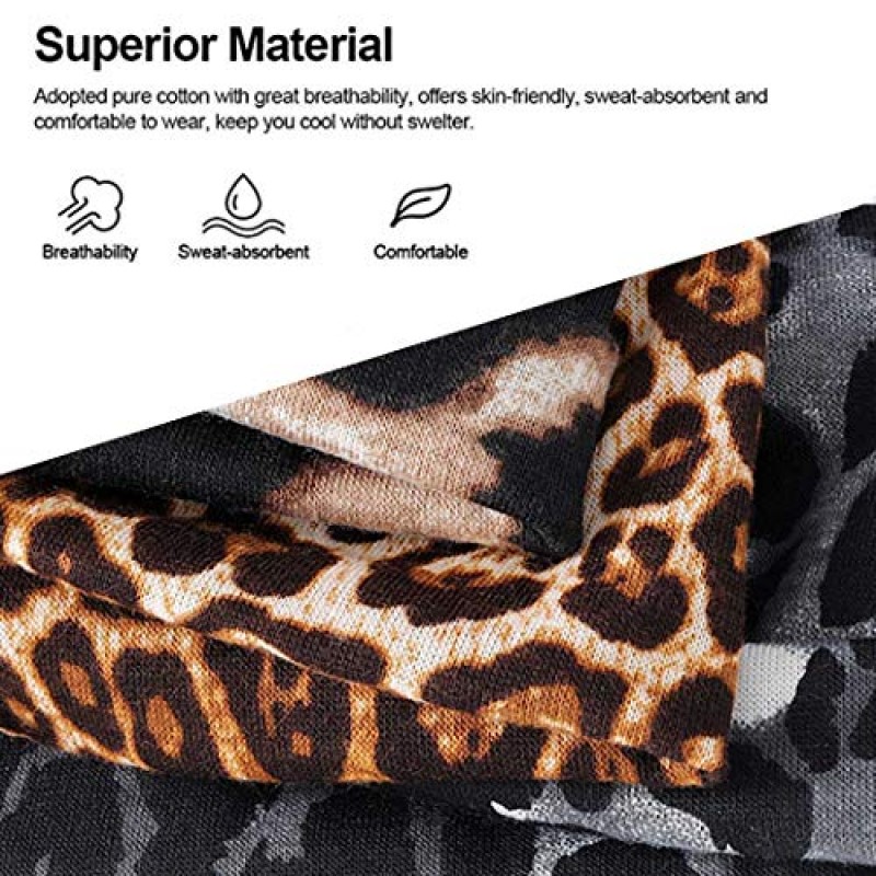 GORTIN Boho 머리띠 블랙 요가 레오파드 헤어 밴드 스트레치 와이드 헤드 밴드 트위스트 터번 매듭 스웨트 밴드 여성과 소녀를위한 탄성 헤어 랩 4 팩