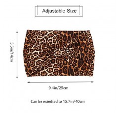 GORTIN Boho 머리띠 블랙 요가 레오파드 헤어 밴드 스트레치 와이드 헤드 밴드 트위스트 터번 매듭 스웨트 밴드 여성과 소녀를위한 탄성 헤어 랩 4 팩