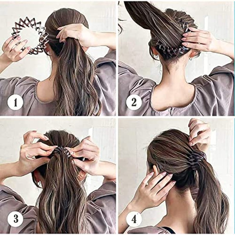 DUTIKA 7Pcs 게으른 새의 둥지 플레이트 머리핀, 확장 가능한 포니 테일 홀더 클립 새 둥지 헤어 클립, 패션 롤빵 제조 업체 헤어 액세서리 여성용 도넛 롤빵 제조기 소녀