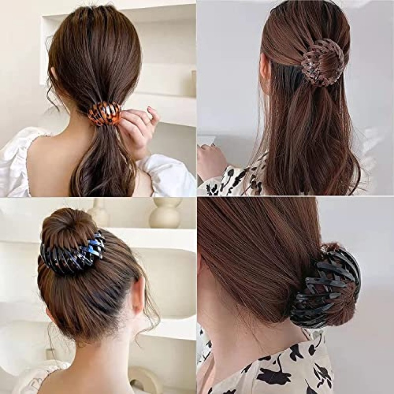 DUTIKA 7Pcs 게으른 새의 둥지 플레이트 머리핀, 확장 가능한 포니 테일 홀더 클립 새 둥지 헤어 클립, 패션 롤빵 제조 업체 헤어 액세서리 여성용 도넛 롤빵 제조기 소녀