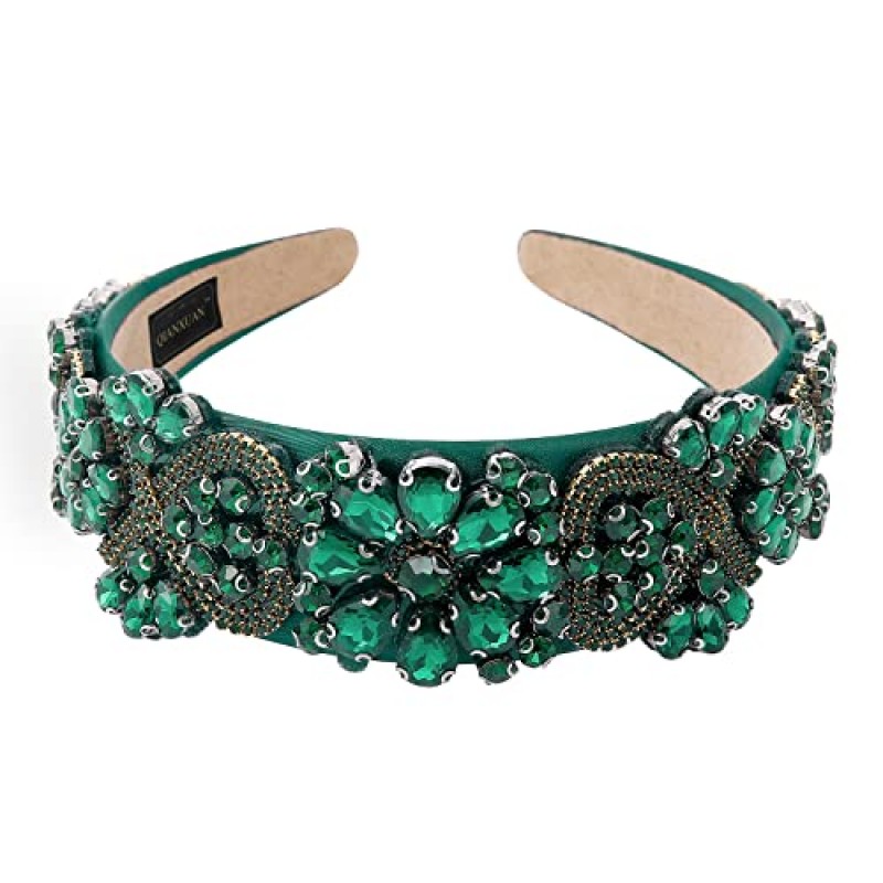 QIANXUAN 모조 다이아몬드 머리띠 여성용 헤어 액세서리 머리띠 여성용 머리 장식 머리띠 여성용 패션 크리스탈 페르시 머리띠 블링 체인 다이아몬드 헤어 밴드 파티 소녀 헤어 후프 가짜 보석 화이트 블랙 컬러 바로크