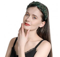 QIANXUAN 모조 다이아몬드 머리띠 여성용 헤어 액세서리 머리띠 여성용 머리 장식 머리띠 여성용 패션 크리스탈 페르시 머리띠 블링 체인 다이아몬드 헤어 밴드 파티 소녀 헤어 후프 가짜 보석 화이트 블랙 컬러 바로크