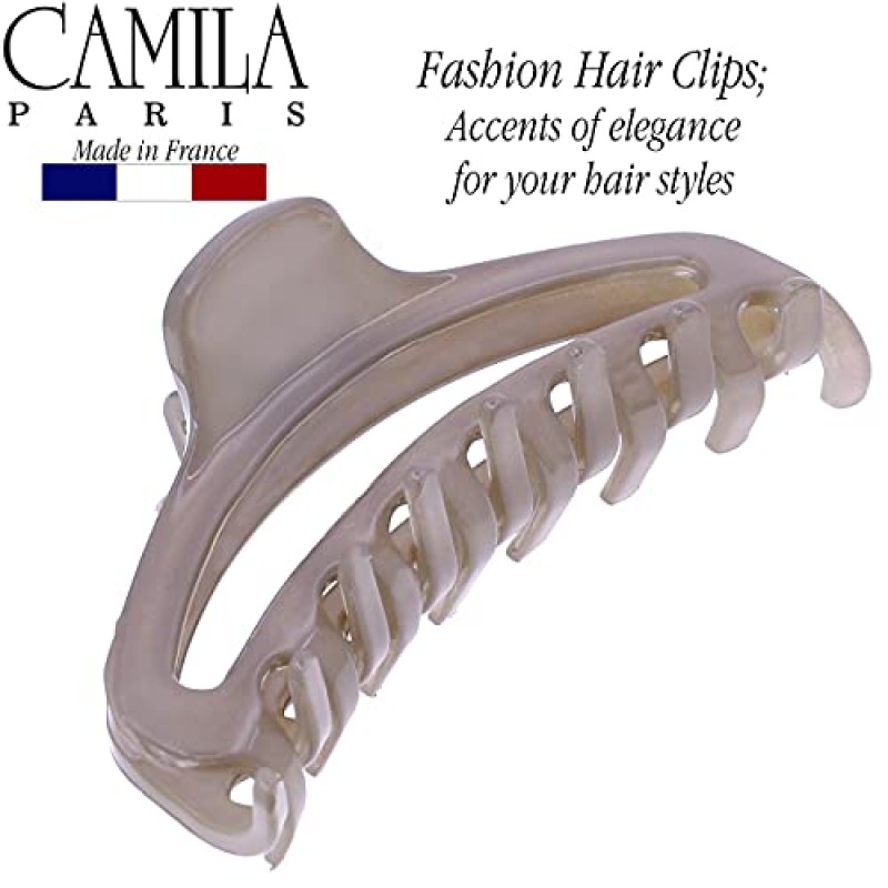 Camila Paris CP3222 여성용 프렌치 헤어 클립, 중간 좁음, 개방형, 여성용 헤어 클로 클립 턱 패션 내구성 및 스타일링 여성용 헤어 액세서리, 강력한 홀드 슬립 그립 없음, 프랑스산