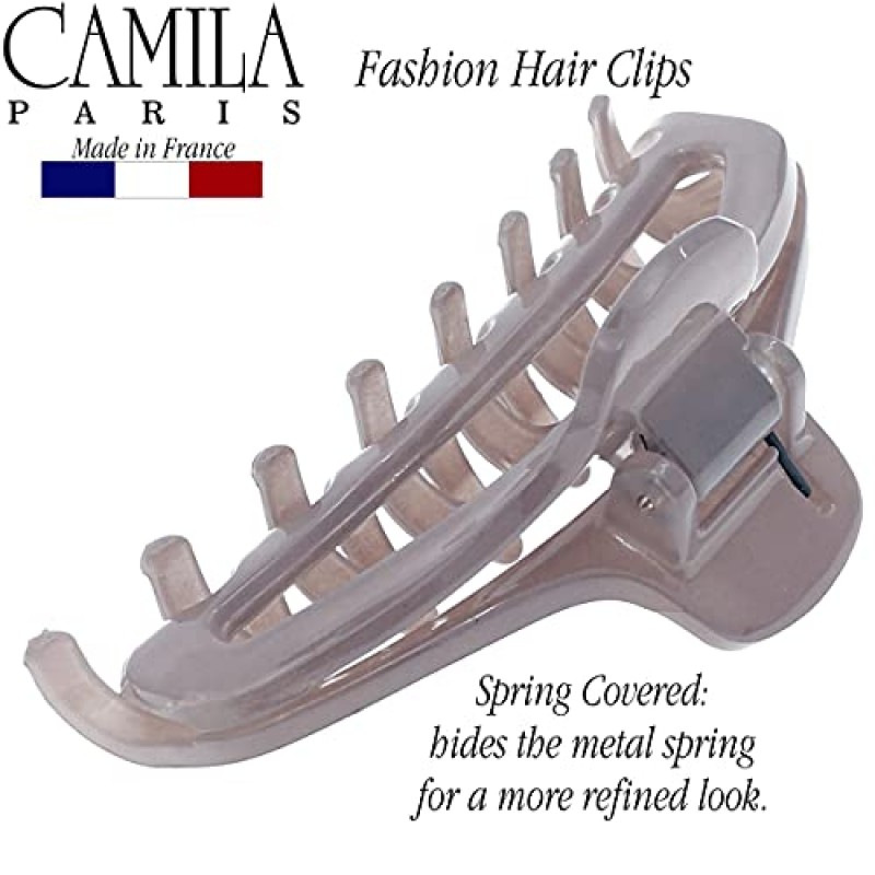 Camila Paris CP3222 여성용 프렌치 헤어 클립, 중간 좁음, 개방형, 여성용 헤어 클로 클립 턱 패션 내구성 및 스타일링 여성용 헤어 액세서리, 강력한 홀드 슬립 그립 없음, 프랑스산