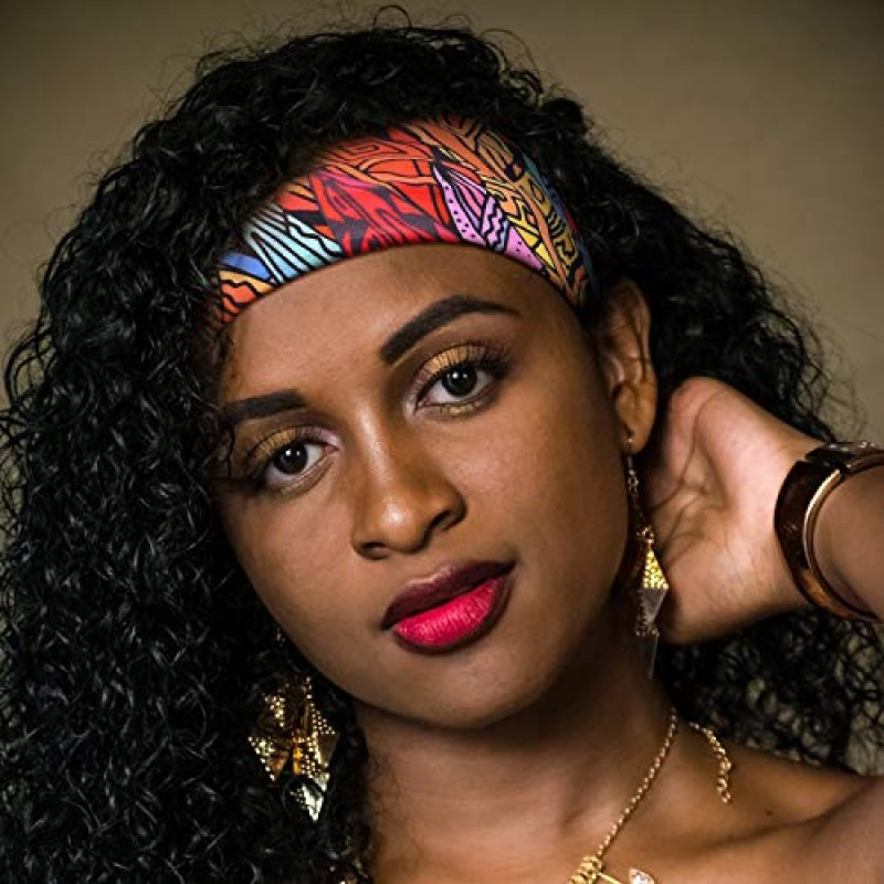 WILLBOND 9 조각 아프리카 머리띠 신축성있는 보호 프린트 헤어 밴드 요가 러닝 스포츠 운동 머리 그립 밴드 여성용 탄성 터번 소녀 헤어 액세서리 (세련된 패턴)