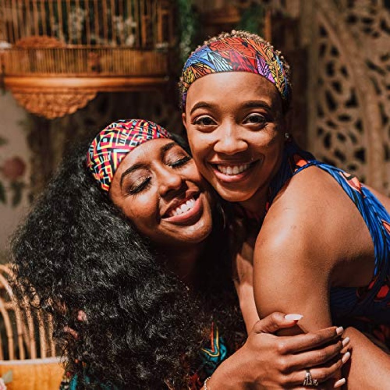 WILLBOND 9 조각 아프리카 머리띠 신축성있는 보호 프린트 헤어 밴드 요가 러닝 스포츠 운동 머리 그립 밴드 여성용 탄성 터번 소녀 헤어 액세서리 (세련된 패턴)