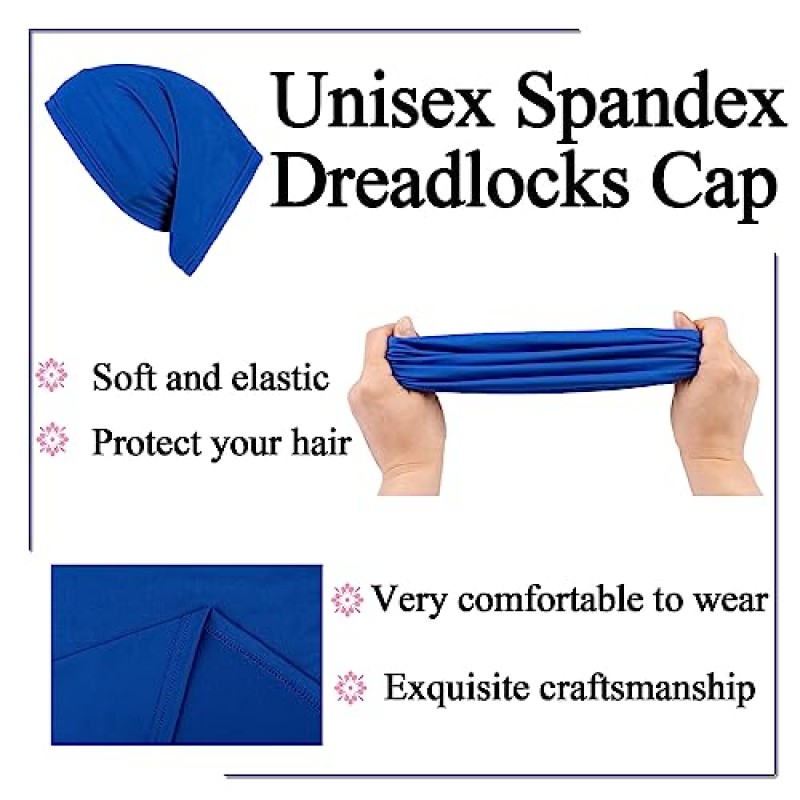 Leeven 6 팩 천연 곱슬 웨이브 머리 Dreadlock 모자 긴 머리 Dreadlock 머리 랩 슬리핑 캡 헤어 액세서리 여성을위한 남성용 수면 보닛으로 남성을 위해 설계된 수면 캡