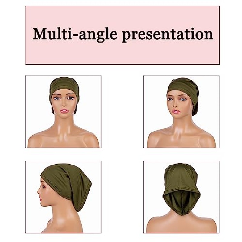 Leeven 6 팩 천연 곱슬 웨이브 머리 Dreadlock 모자 긴 머리 Dreadlock 머리 랩 슬리핑 캡 헤어 액세서리 여성을위한 남성용 수면 보닛으로 남성을 위해 설계된 수면 캡