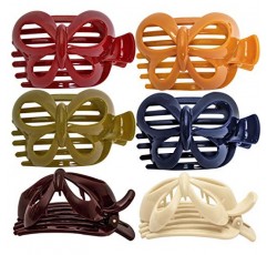 RC ROCHE ORNAMENT 6 Pcs 여성용 머리 나비 귀여운 디자인 그립 사이드 슬라이드 넓은 치아 강한 홀드 내구성 세련된 소녀 패션 액세서리 프리미엄 클로 클램프 조 클립, 미디엄 클래식 멀티 컬러