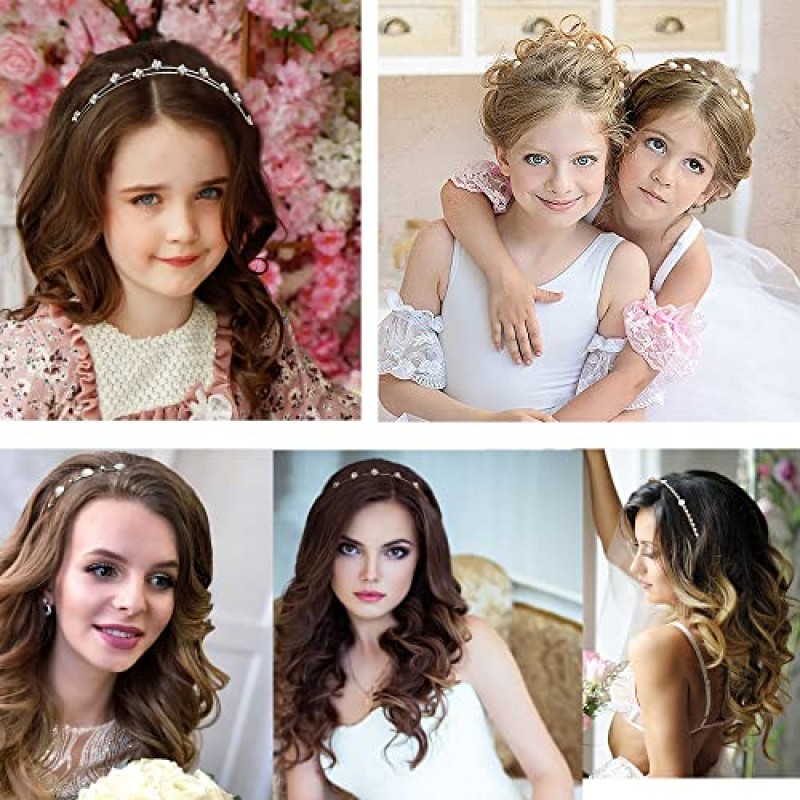 CellElection 10PCS 크리스탈 머리띠 진주 꽃 머리띠 쥬얼리 라인 석 패션 페르시 머리띠 골드 슬리버 금속 머리띠 머리 장식 여자 청소년을위한…