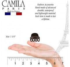 Camila Paris CP3131 여성용 프렌치 헤어 클립, 작은 갈색 여성용 헤어 클로 클립 2개 세트 여성용 패션 내구성이 뛰어난 헤어 액세서리, 고급 여성용 강력한 홀드 슬립 그립 클램프 없음, 프랑스산