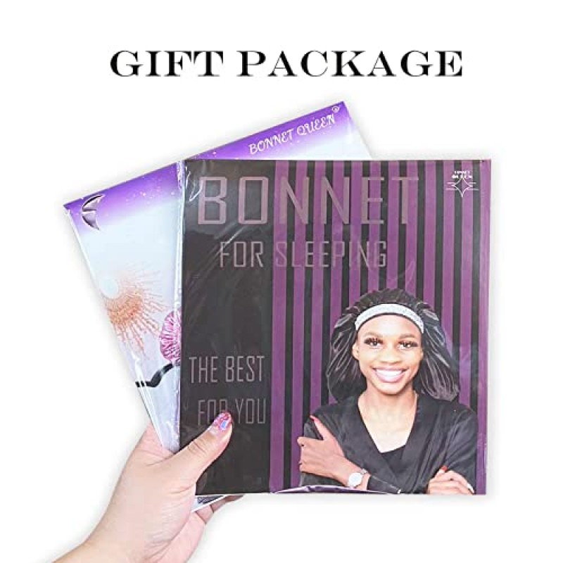 보닛 퀸 슬리핑 용 가역 실크 보닛 더블 레이어 새틴 보닛 헤어 보닛 조정 가능한 타이 보닛 실키 새틴 보닛 나이트 슬리핑 헤어 랩 여성용 블랙 핑크