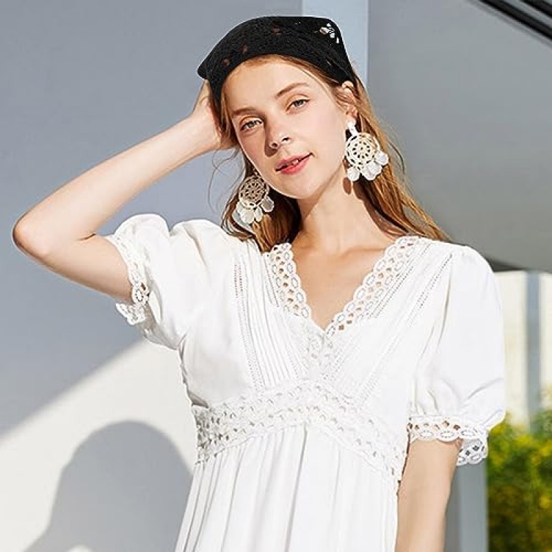 DOCILA 여성용 크로 셰 뜨개질 두건 머리띠 2 Pcs Boho 니트 헤어 스카프 패션 스카프 머리 랩 Neckerchief 스카프