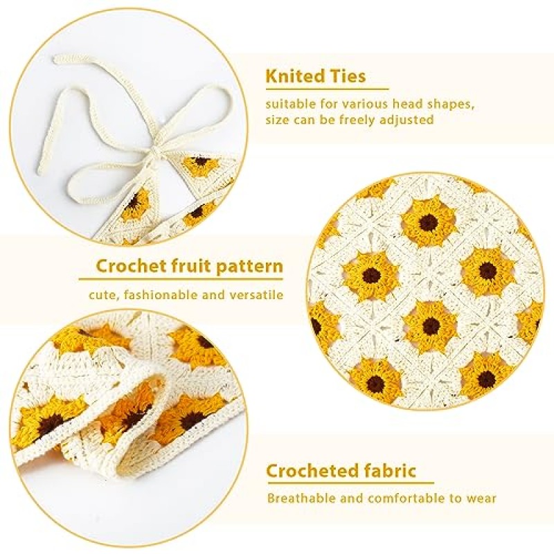 DOCILA 여성용 크로 셰 뜨개질 두건 머리띠 2 Pcs Boho 니트 헤어 스카프 패션 스카프 머리 랩 Neckerchief 스카프