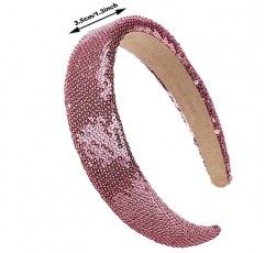 LONEEDY 4 PCS 반짝이는 장식 조각 소녀와 여성을 위한 반짝이는 와이드 하드 머리띠, 어린이를 위한 1.3인치 와이드 패딩 헤어 밴드 패션 귀여운 일일 액세서리(레이크 블루 + 화이트 + 핑크 + 퍼플)