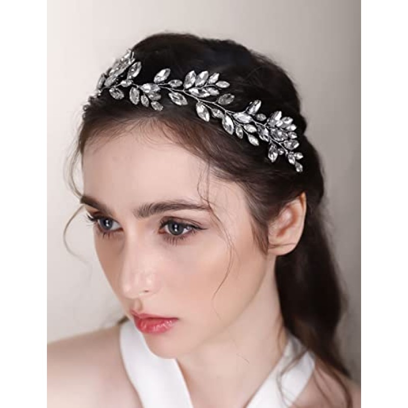 Chargances 신부 크리스탈 헤어 덩굴 웨딩 레드 라인 석 머리띠 패션 신부 헤어 덩굴 웨딩 파티 꽃 파는 소녀 헤어 액세서리 여성과 소녀 (빨간색)